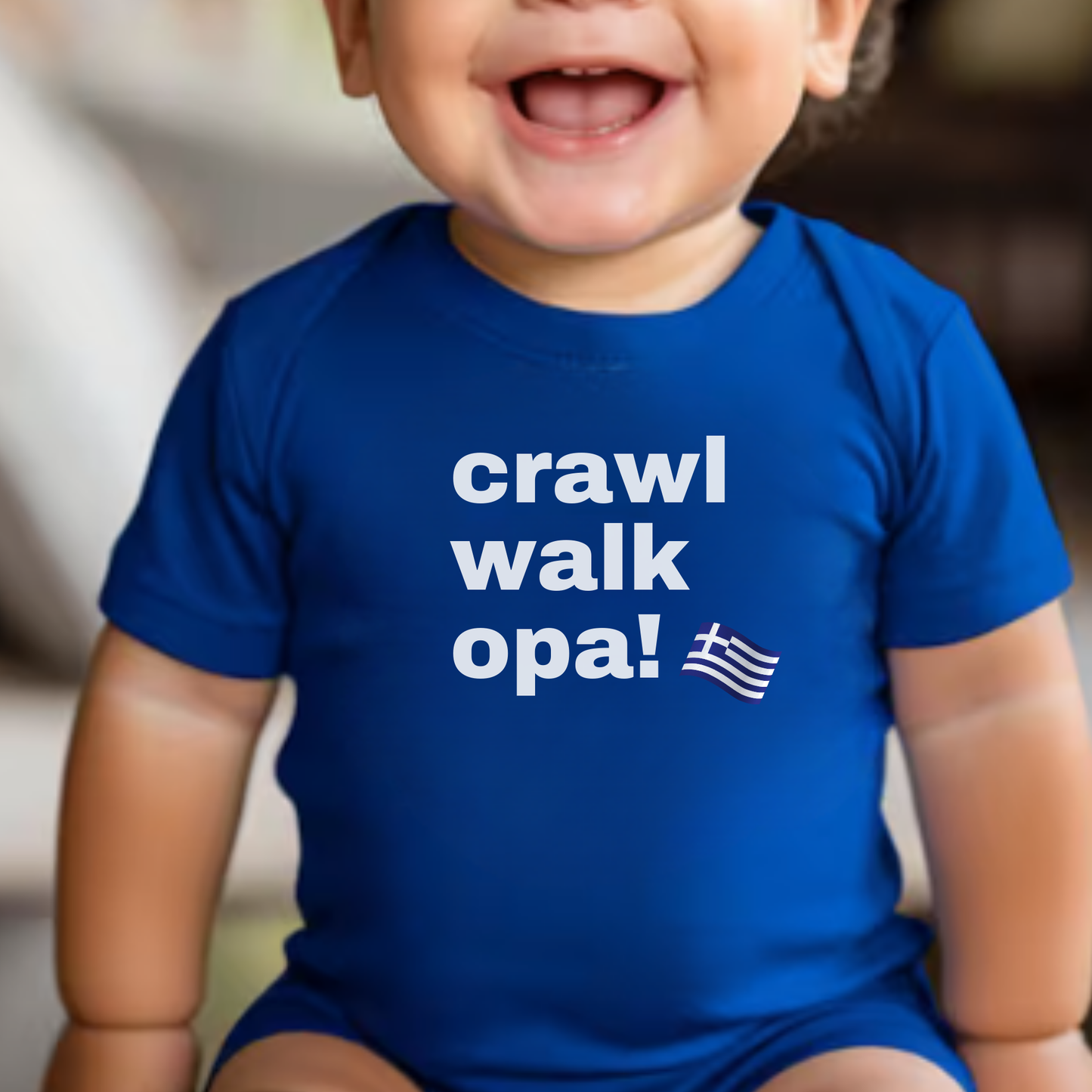 Celebrate Greek Heritage with Our Adorable Crawl Walk Opa Baby Onesie!